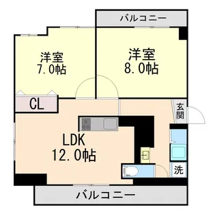 岡本野寄ハイツ【2階】の間取り