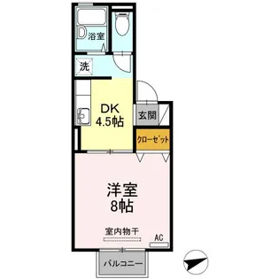 シャトル沖浜 B棟【B105号室】の間取り
