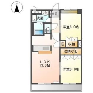グレースヴィラ中吉野【105号室】の間取り
