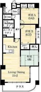 クレアコートガーデンタワー【4階】の間取り