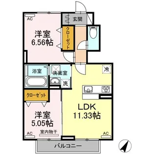 マリーゴールド B棟【B102号室】の間取り