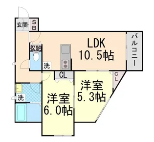 サンビルダープラス高羽ガーデン【105号室】の間取り