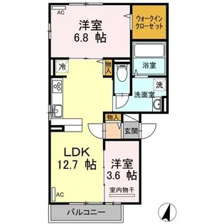 サンライズ蔵本Ⅱ【201号室】の間取り