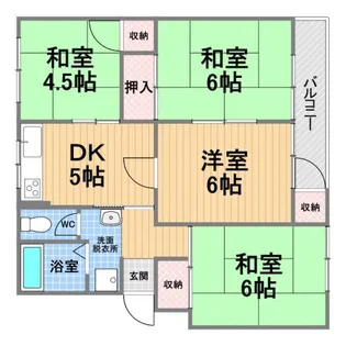渦ケ森コーポ16号棟【405号室】の間取り