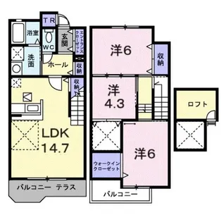 コルティーレ谷上Ⅱ【1階】の間取り