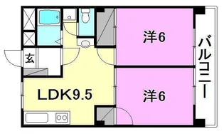 アルジェント朝生田【406号室】の間取り
