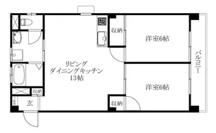 アルジェント朝生田【407号室】の間取り