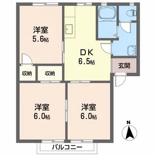 FIELD VILLAGE【B-201号室】の間取り