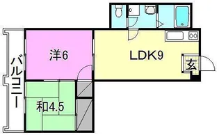 カサグランデ市坪【204号室】の間取り
