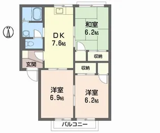 フレグランス南久米【A-202号室】の間取り