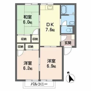 フレグランス南久米【C-201号室】の間取り