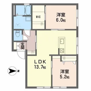 KABIEN A棟【102号室】の間取り