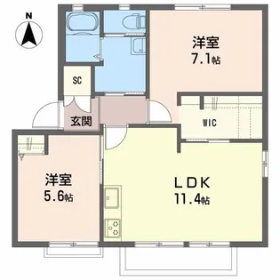 ディアスT.T.【A-201号室】の間取り