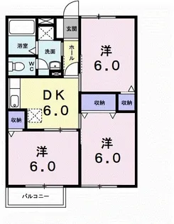 パルシャス野本1・2【B201号室】の間取り