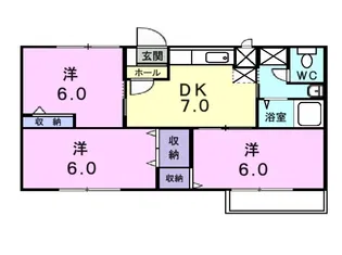 シャルマン北川毛A B【B-202号室】の間取り