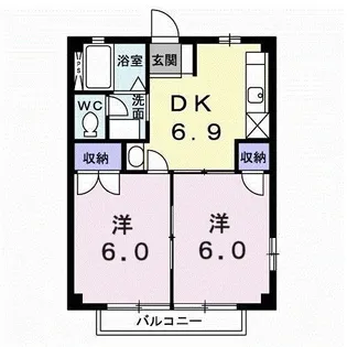 OCEAN HILLS【201号室】の間取り