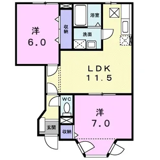 セレッソハイツ A B C【C-102号室】の間取り