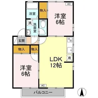 2LDKの間取り画像