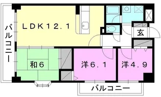 いよてつロフティ郡中【410号室】の間取り