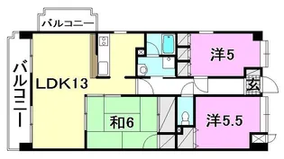 コサージュ衣山【601号室】の間取り