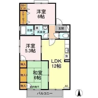 エスポワール34 A〜G棟【B-202号室】の間取り