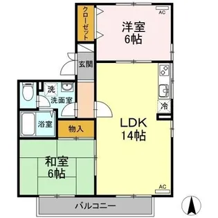 ハイカムール南【B-101号室】の間取り