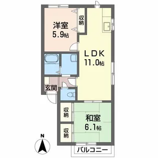 アイリス川原【201号室】の間取り