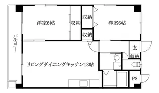 2LDKの間取り画像