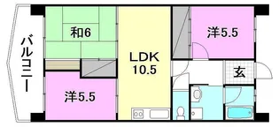 セントヒルズ山越【1002号室】の間取り