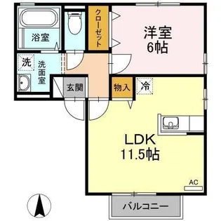 リビングタウン古川西E棟【203号室】の間取り