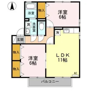 Y.サイレントビレッジ山越 B棟【201号室】の間取り