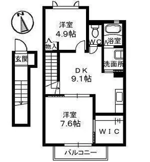 ブランシェ南斎院【203号室】の間取り