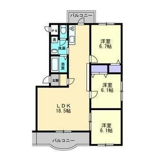 ボヌールレジデンスA棟【301号室】の間取り