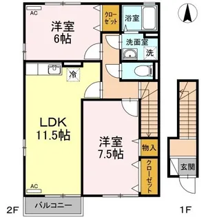 アランシア B棟【B102号室】の間取り