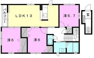 リヴェール北久米【201号室】の間取り