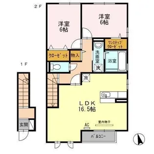 マロン スクエア AB棟【A207号室】の間取り
