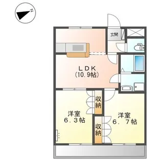 ブレスビュー【202号室】の間取り