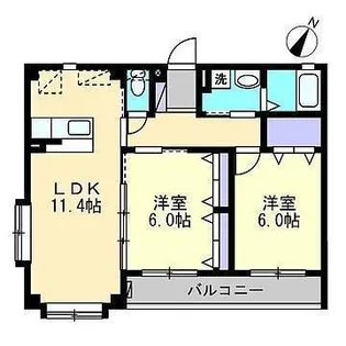 2LDKの間取り画像