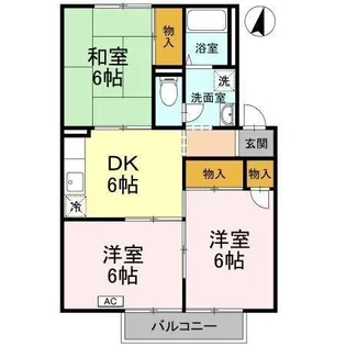 グリーンパーク佐伯【E202号室】の間取り