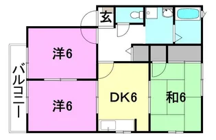 オークヴィラB棟【B-202号室】の間取り
