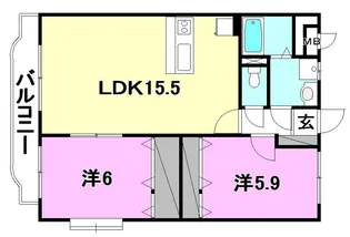 ジュネス西石井【201号室】の間取り