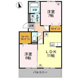 ルミエール朝生田【202号室】の間取り