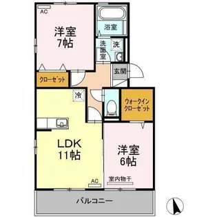 ルミエール朝生田【303号室】の間取り