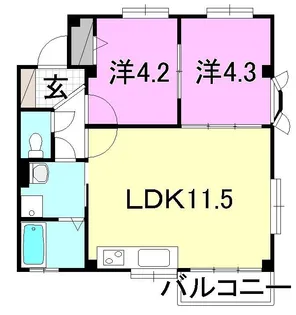 フォブール木屋町【101号室】の間取り