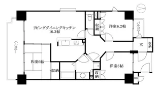 サーパス道後緑台【701号室】の間取り