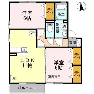 ジュネス椿 B棟【202号室】の間取り