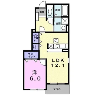ポム ド テール【101号室】の間取り