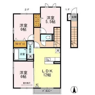 エイトサザンコート【B206号室】の間取り