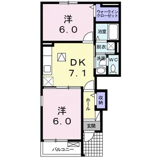 カルフール K【101号室】の間取り