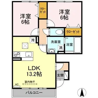 ウェスティ一色A B C棟【A103号室】の間取り